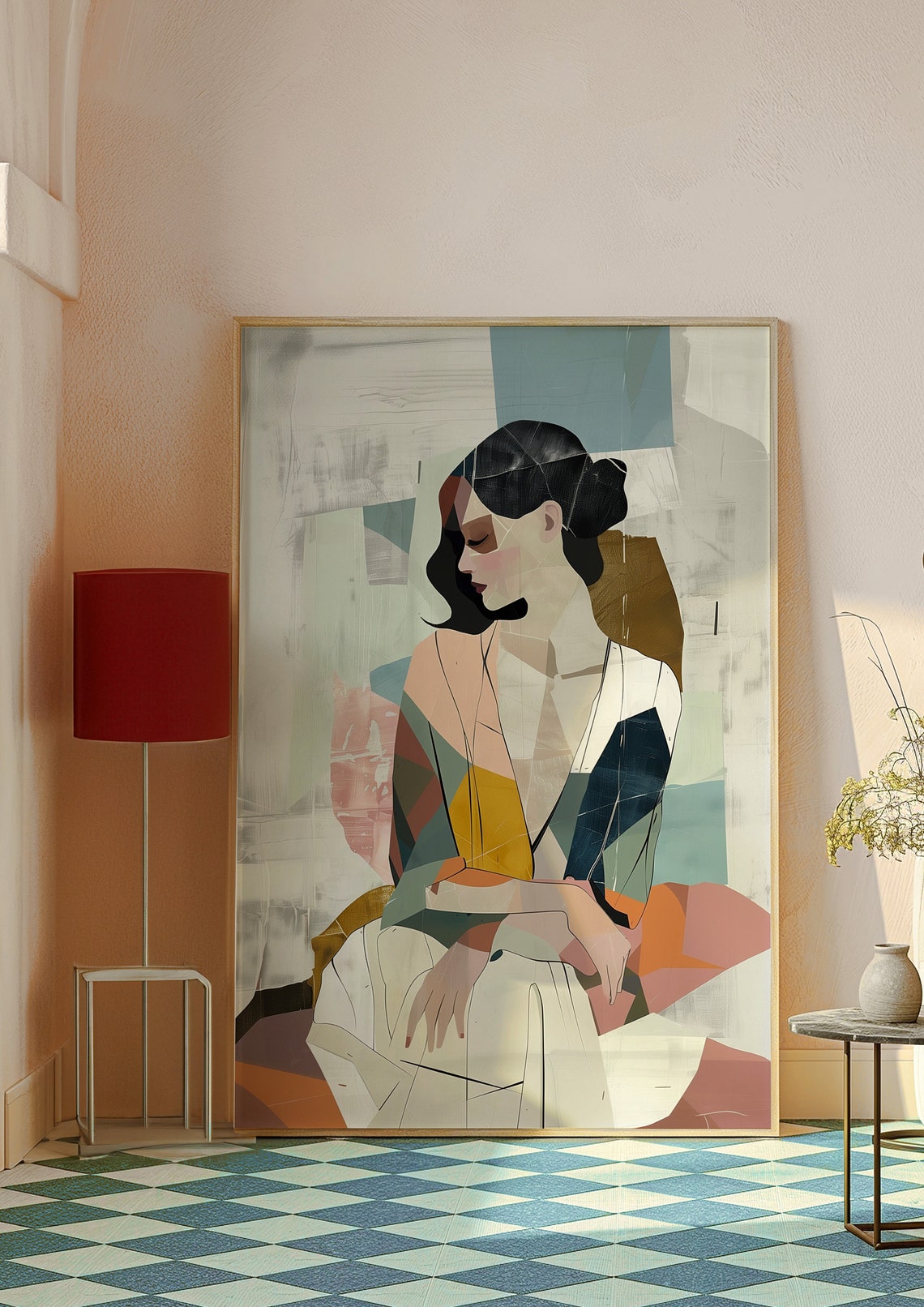 Modern Abstract Art Woman Portrait Print Boho Poster Feminine Geometric Portrait Minimalist Contemporary Home Decor - Image 8