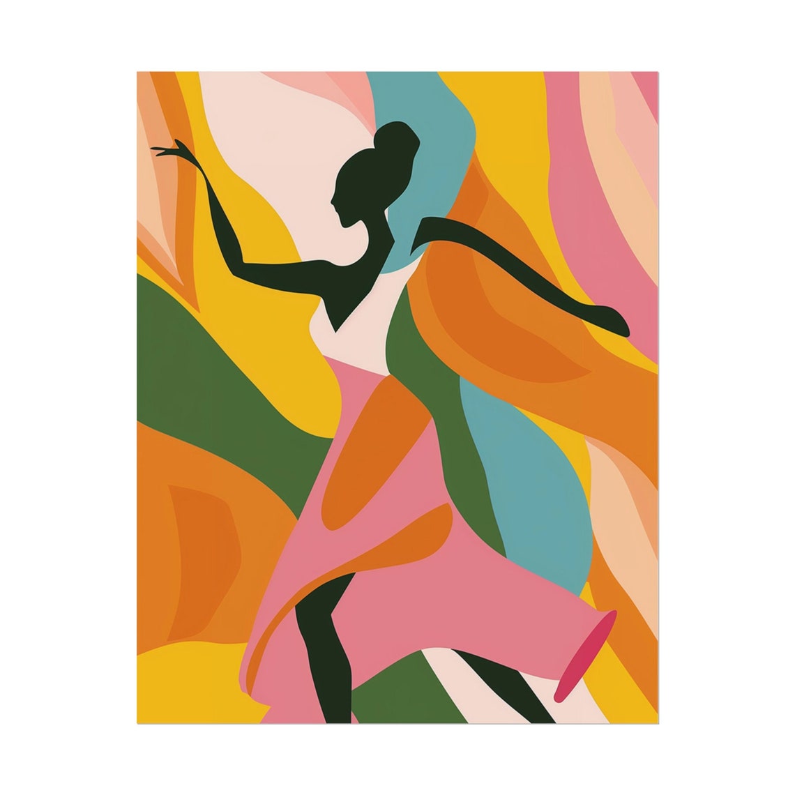 Vibrant Dancing Figure Silhouette Rainbow Flow Modern Poster - Image 5