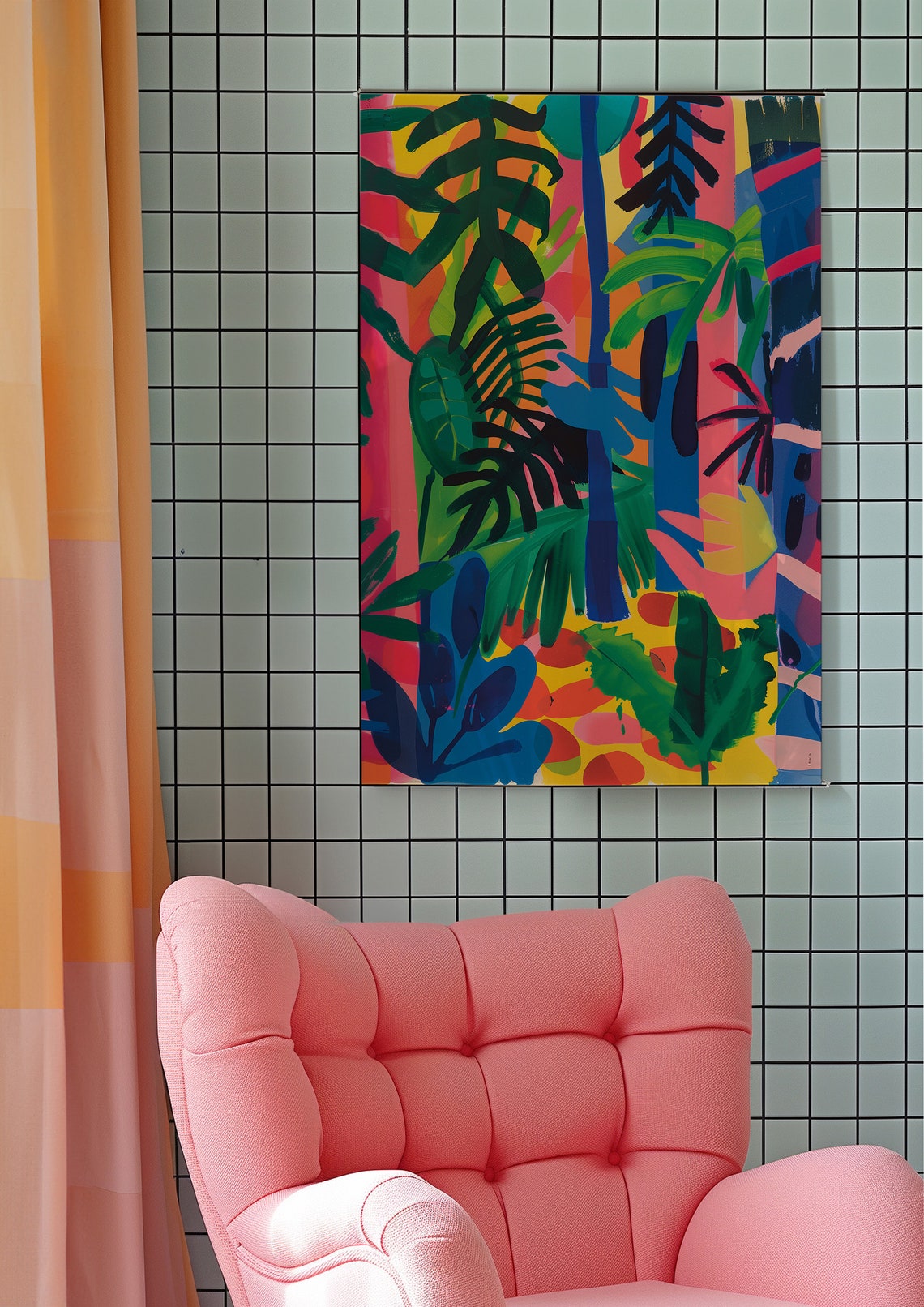 Colorful Electric Jungle Canopy Banana Leaves Vibrant Modern Poster - Image 7