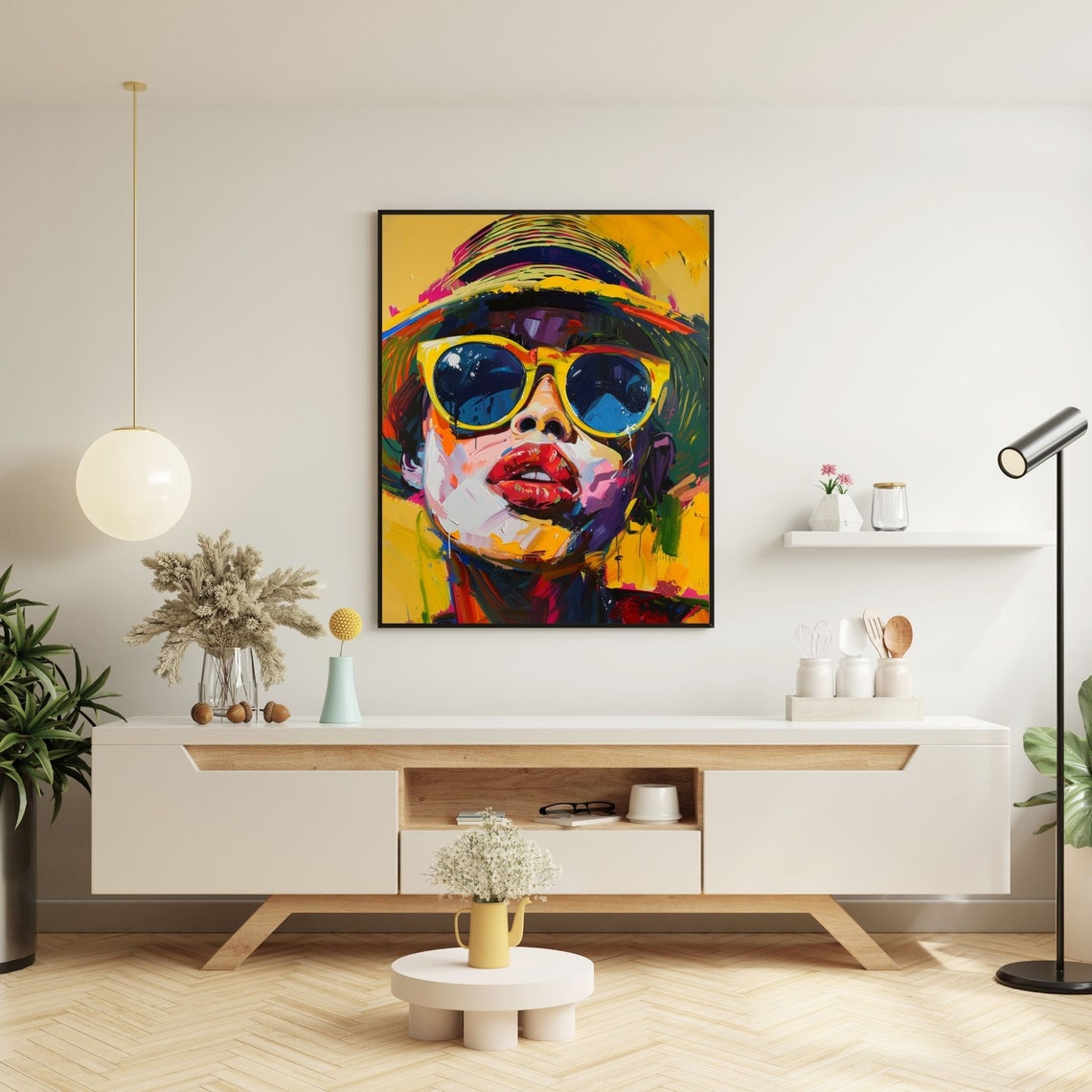 Pop Art Woman With Yellow Sunglasses And Hat Poster Bright Sun - Image 5