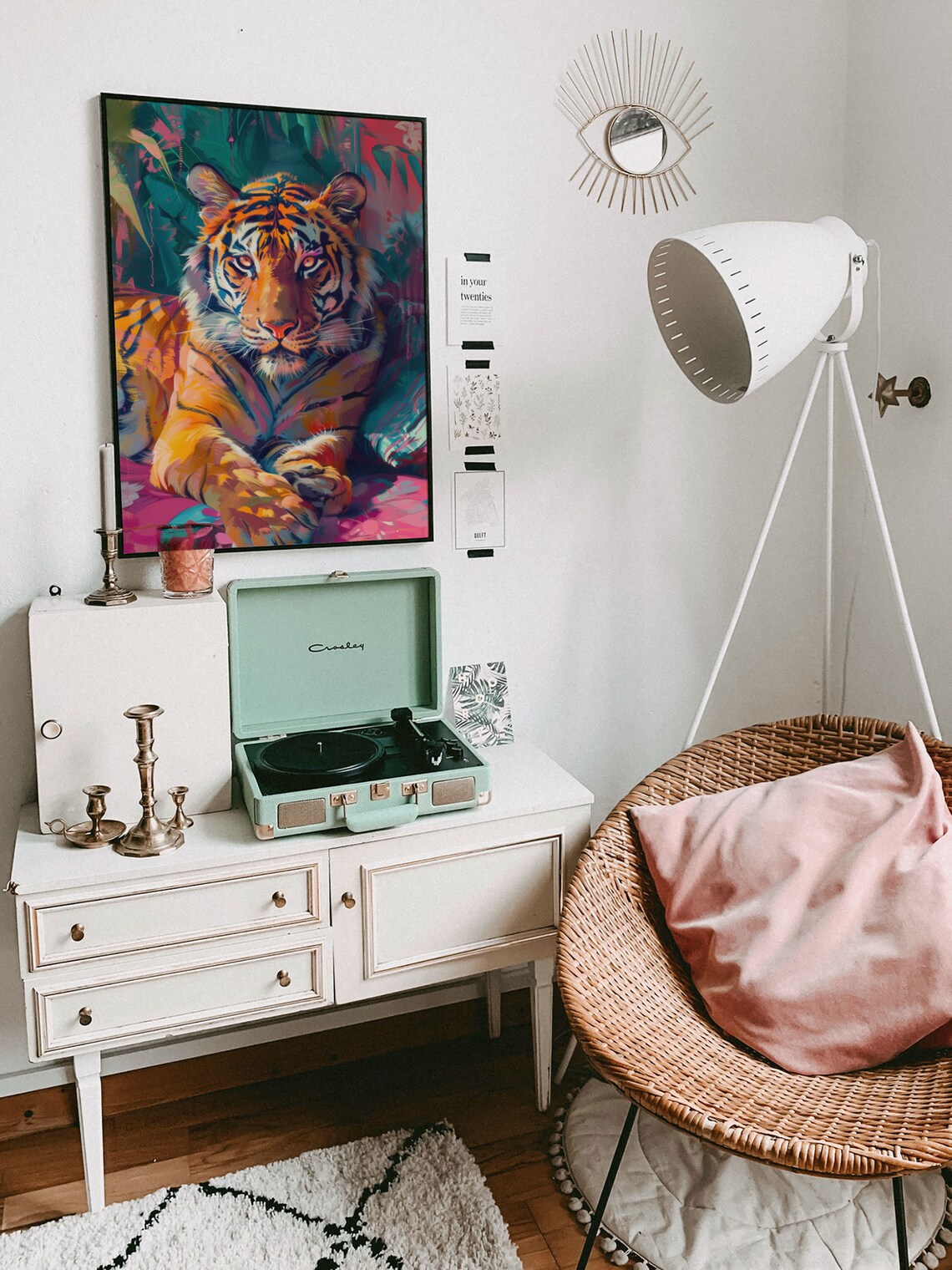 Colorful Tiger Lounging In Jungle Pop Art Poster Teal And Pink - Image 8