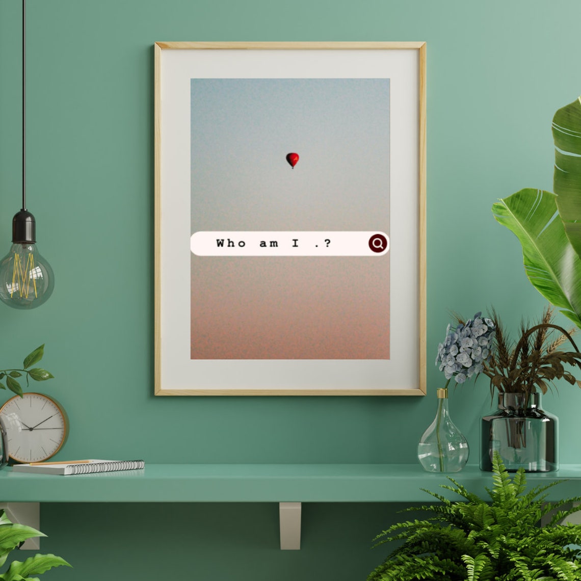 Who Am I Search Bar Hot Air Balloon Minimalist Dreamy Art Poster - Image 2