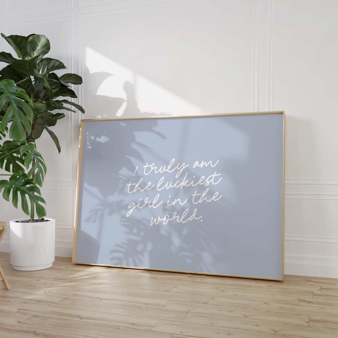 Lucky Girl Syndrome Quote Print Blue Preppy Wall Art Coastal Cowgirl Posters College Apartment Decor Girly Room