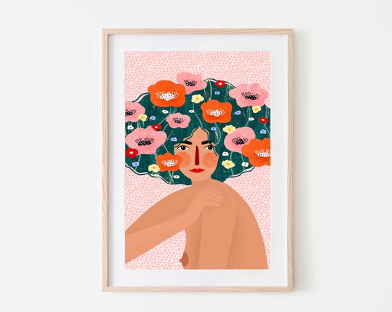 She Wore Wildflowers in Her Hair Floral Art Print