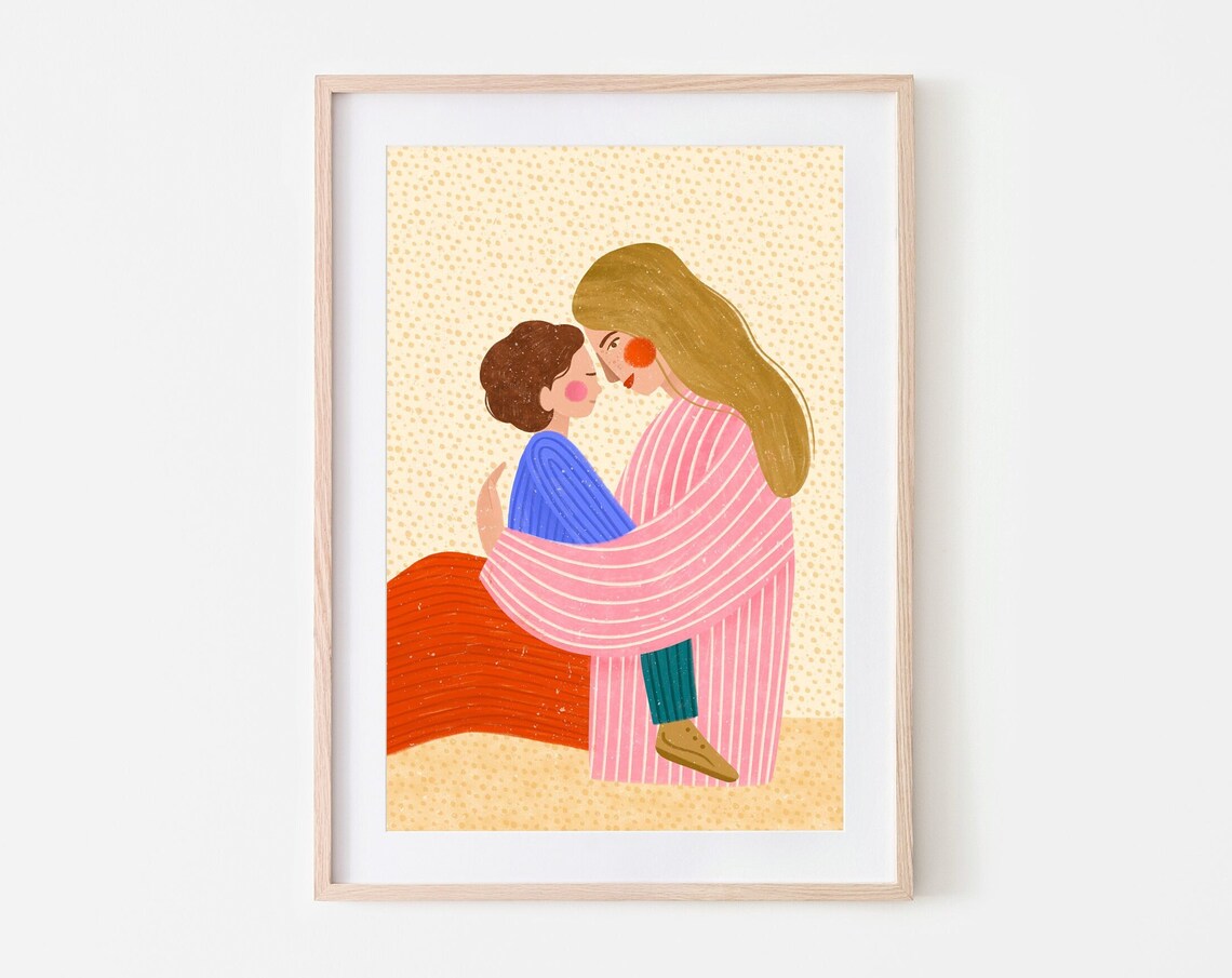 Mum Love Motherhood Art Print, Kids Room Poster