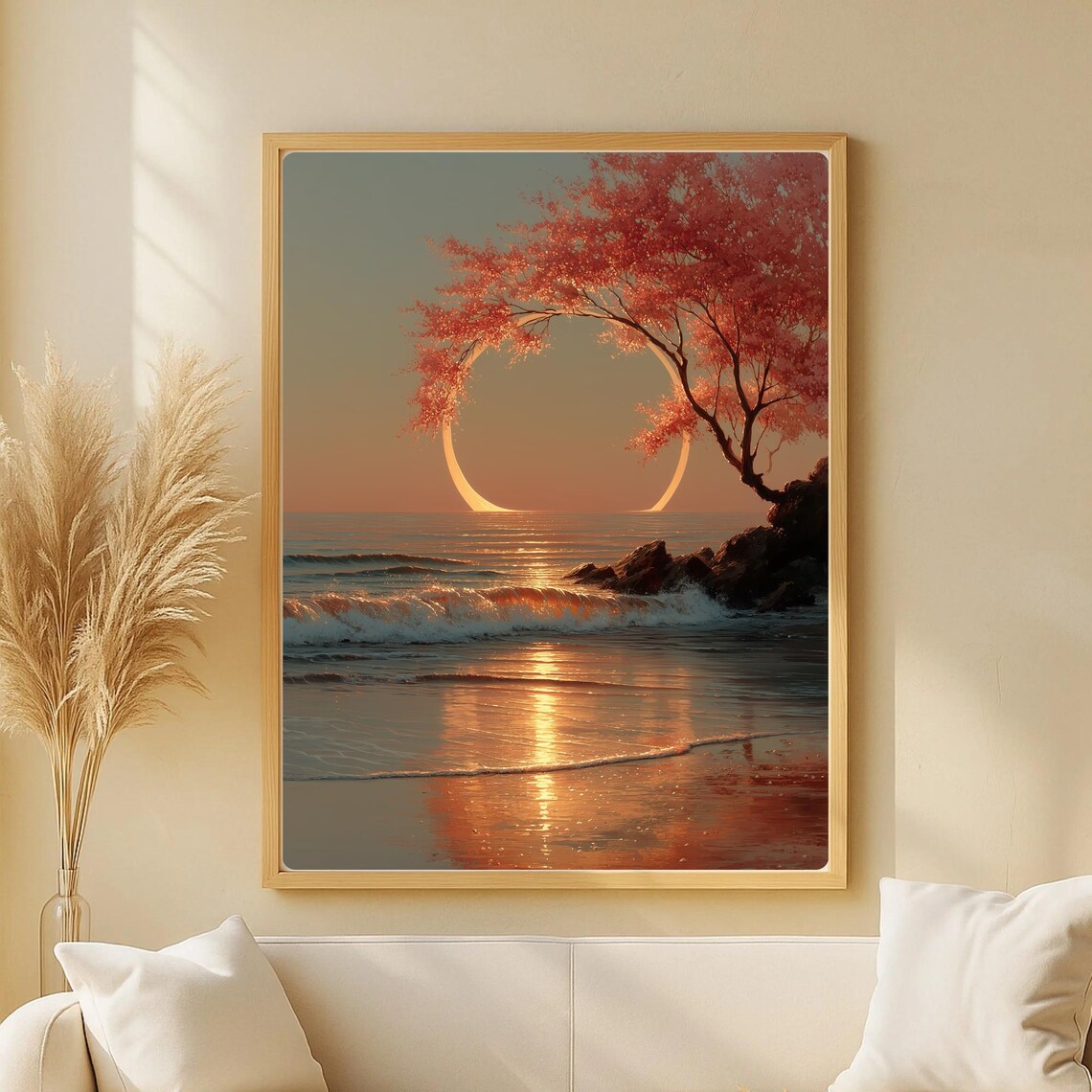 Serene Tree Over Water Zen Japandi Art Print
