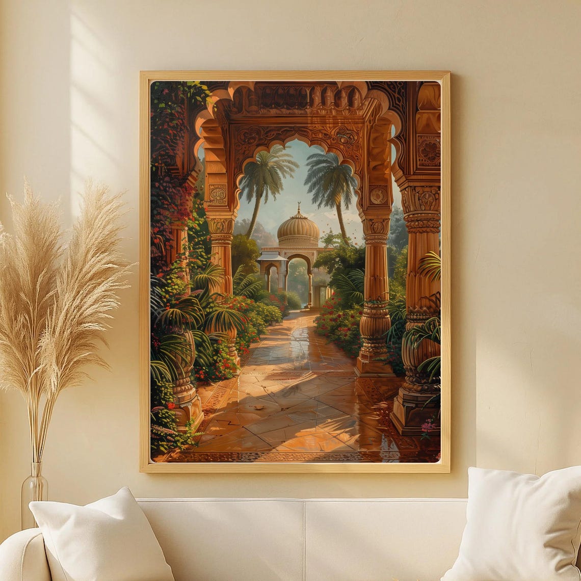 Golden Oriental Garden Wall Art Print