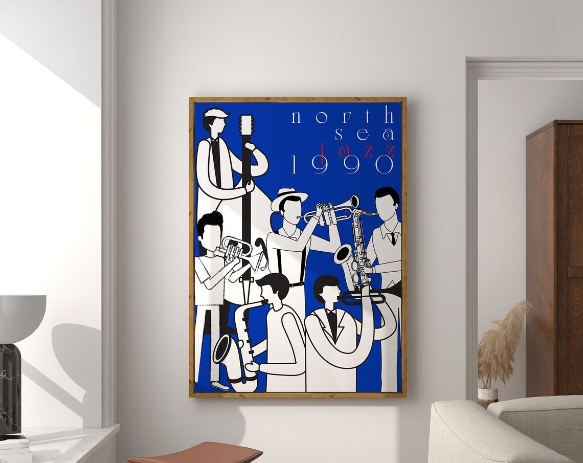 North Sea Jazz 1990 Festival Musicians Blue Retro Concert Poster