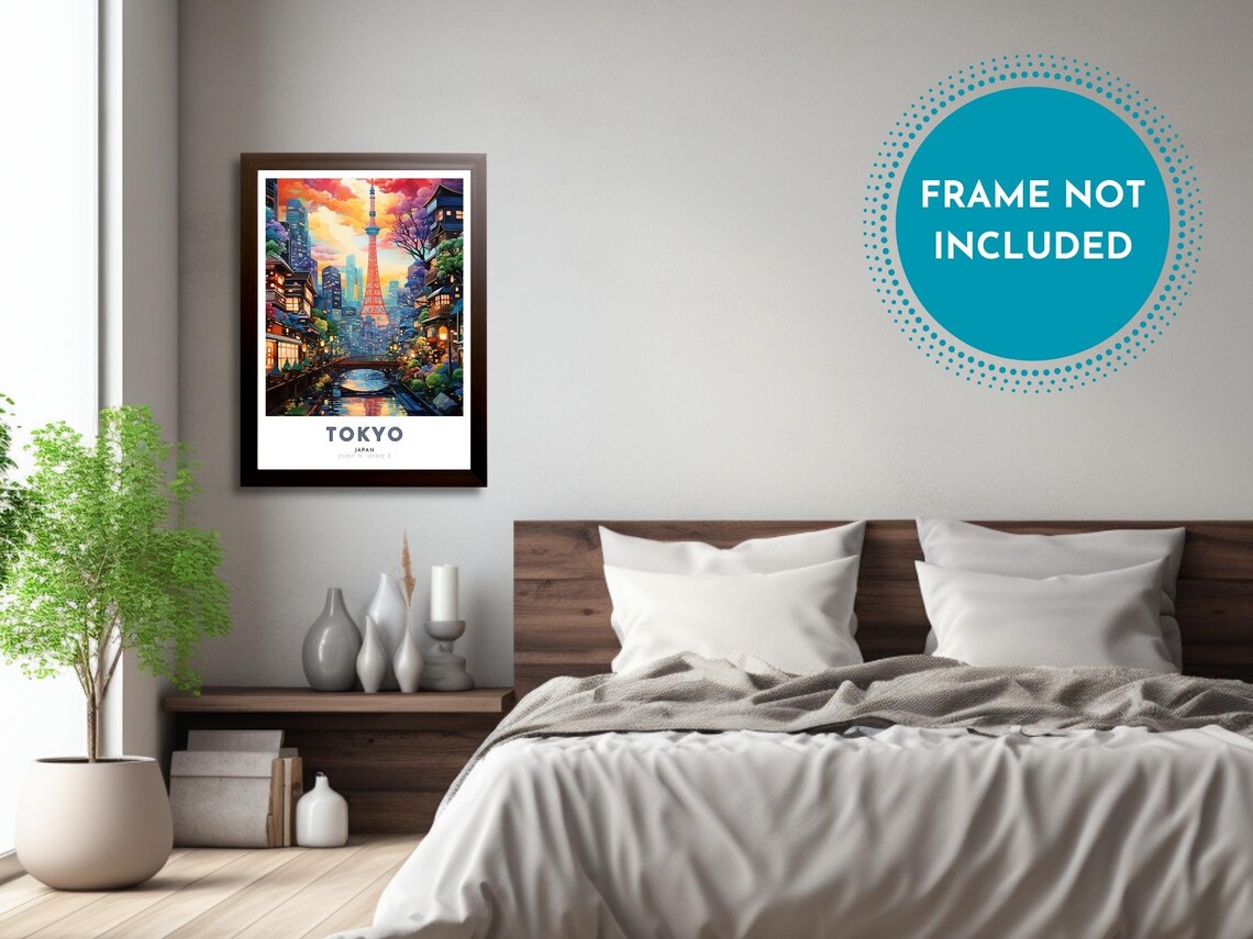Tokyo Japan Tower Canal Sunset Old Town Colorful City Poster - Image 3