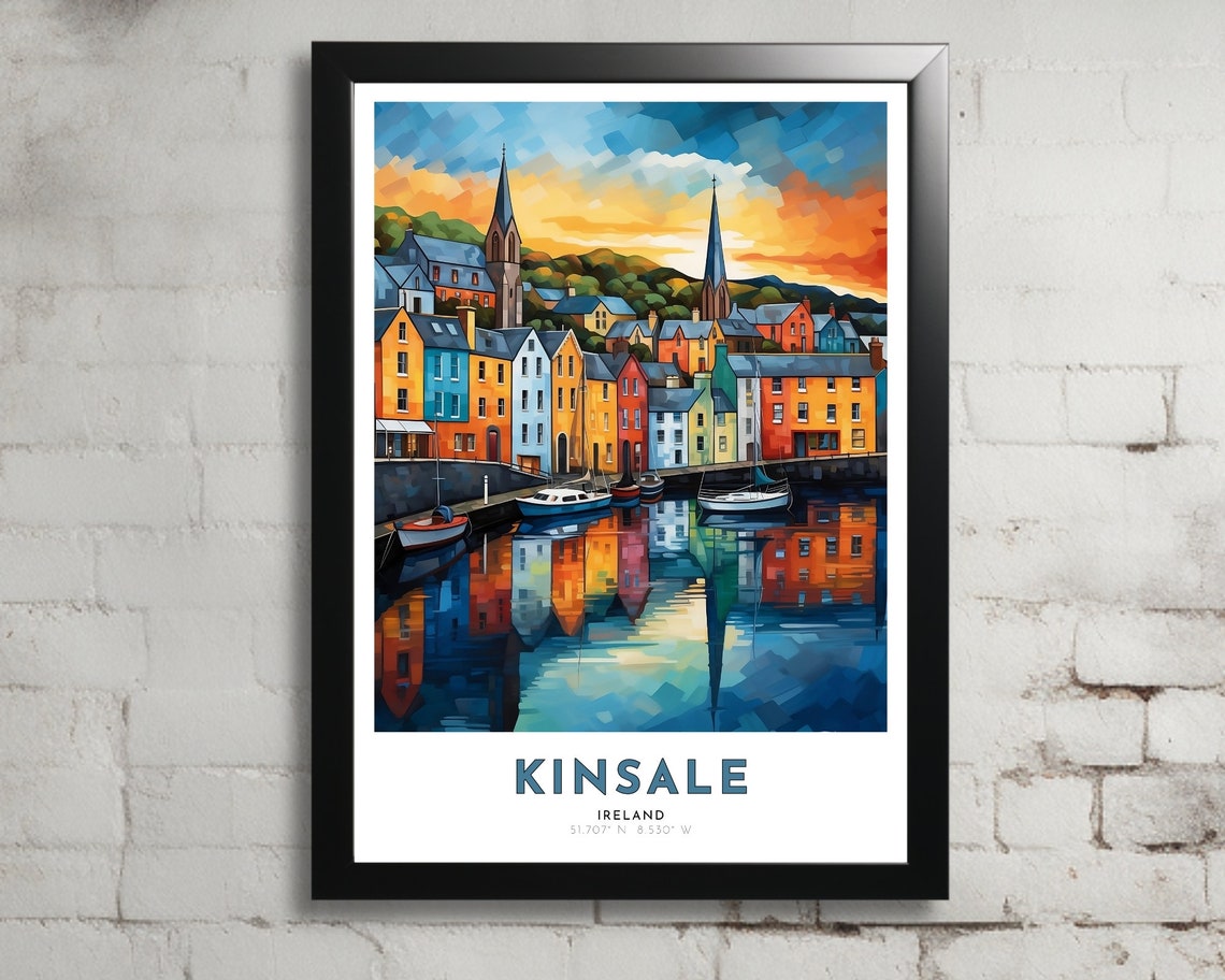 Kinsale Ireland Sunset Harbor Mosaic Reflection Art Travel Poster