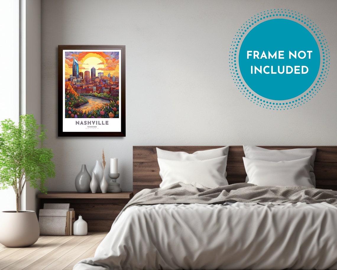 Nashville Tennessee Art Nouveau Travel Poster Nashville Print Nashville Wall Art Nashville Painting Nashville Gift Tennessee Print - Image 4