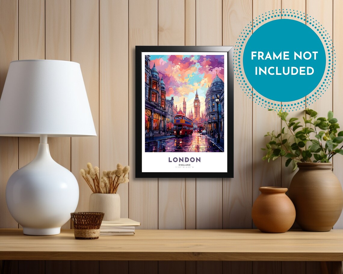 London England Art Nouveau Travel Poster Vibrant Colors Romantic Abstract Streetscapes Cityscapes United Kingdom - Image 3