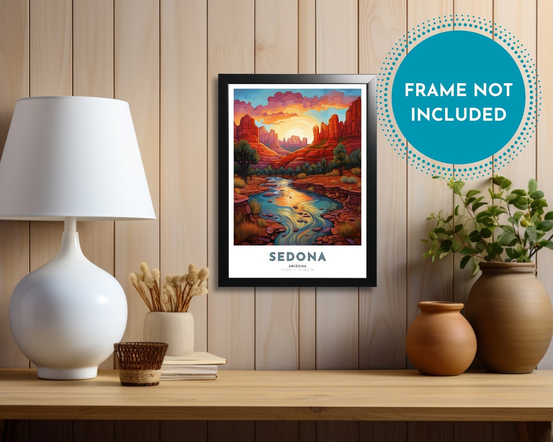 Sedona Arizona Art Nouveau Travel Poster Sedona Print Sedona Wall Art Sedona Painting Sedona Gift Arizona Print Art - Image 3