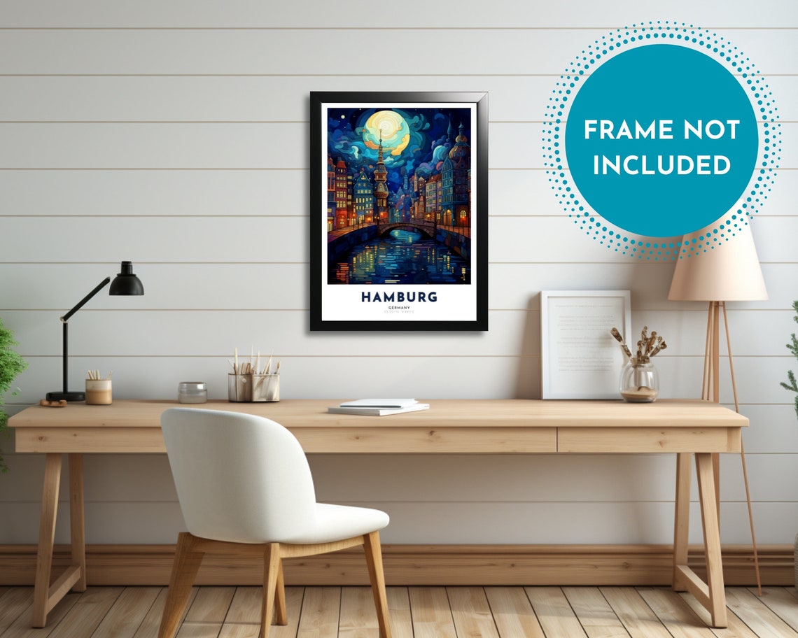 Hamburg Germany Art Nouveau Travel Poster Hamburg Print Hamburg Wall Art Hamburg Painting Hamburg Gift Germany Print - Image 2
