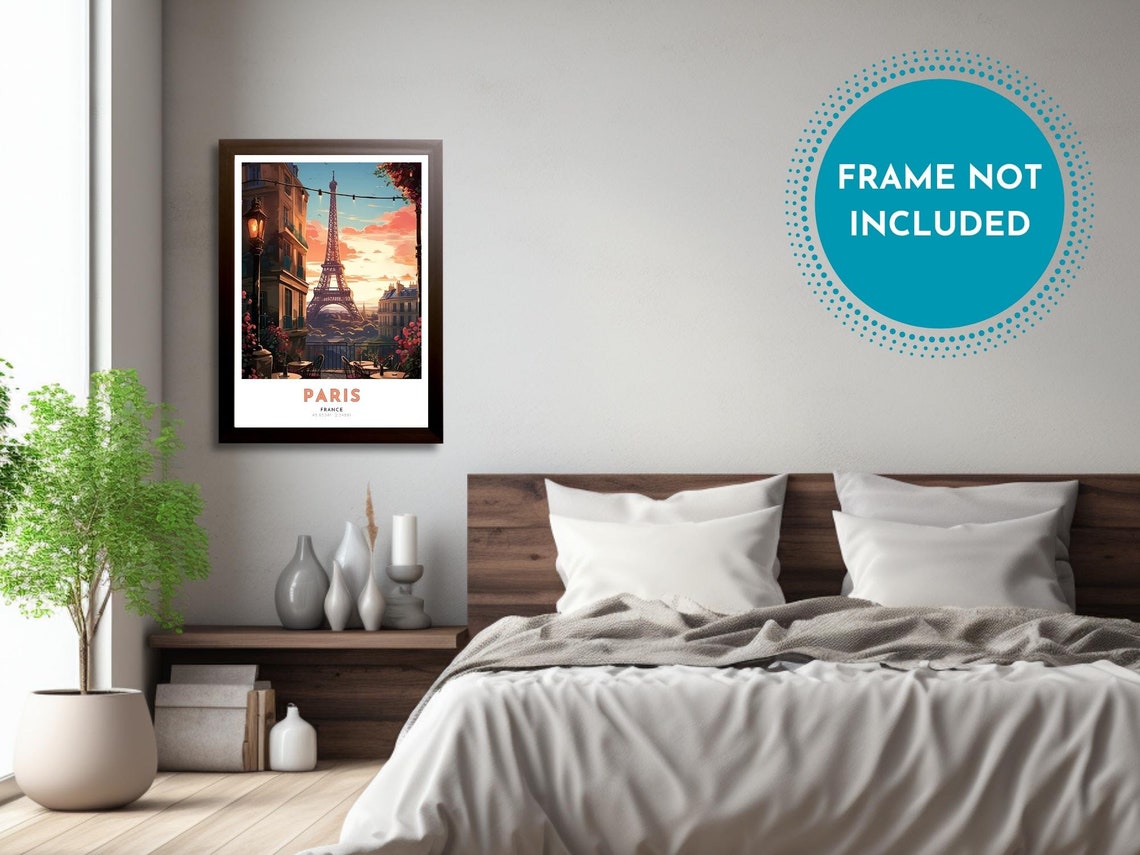 Paris France Eiffel Tower Cafe Terrace Sunset Romantic Poster - Image 3