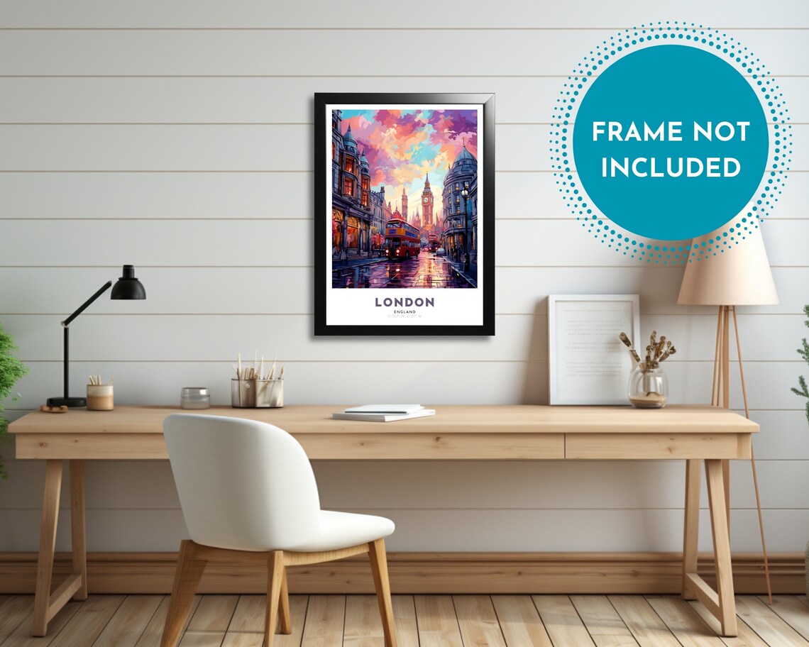 London England Art Nouveau Travel Poster Vibrant Colors Romantic Abstract Streetscapes Cityscapes United Kingdom - Image 2