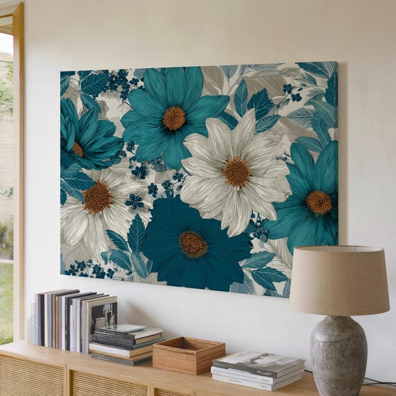 Africaninspired Floral Pattern Print Elegant Repeating Botanical Design With Subtle Linework Modern Canvas For Statement Interiors