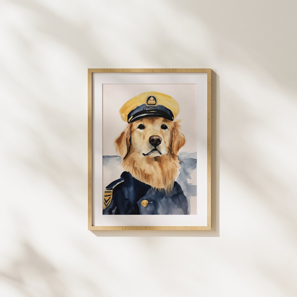 Golden Retriever Captain In Navy Uniform Cute Pet Portrait Poster