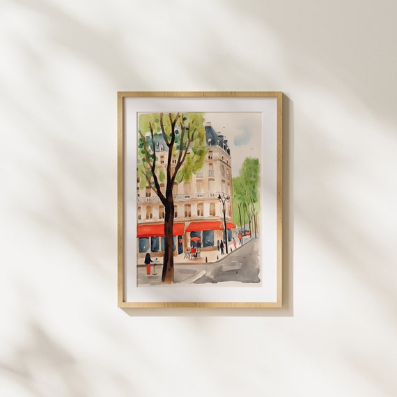 Paris Living Realism Modern Art City Illustration Cafeteria Coffee Wall