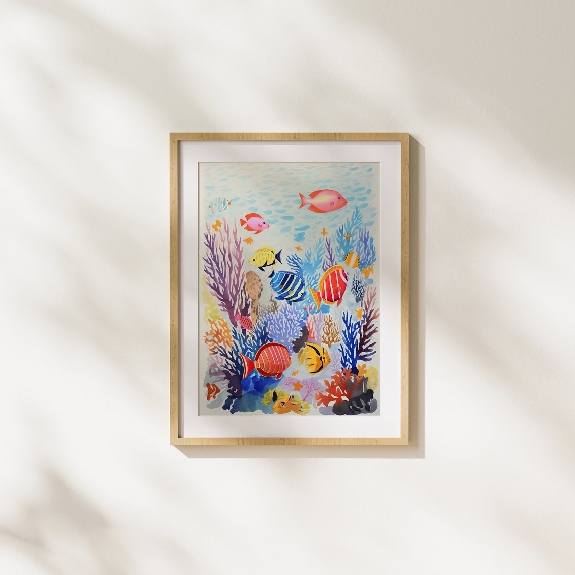 Colorful Coral Reef Scene With Tropical Fish Underwater Art Poster