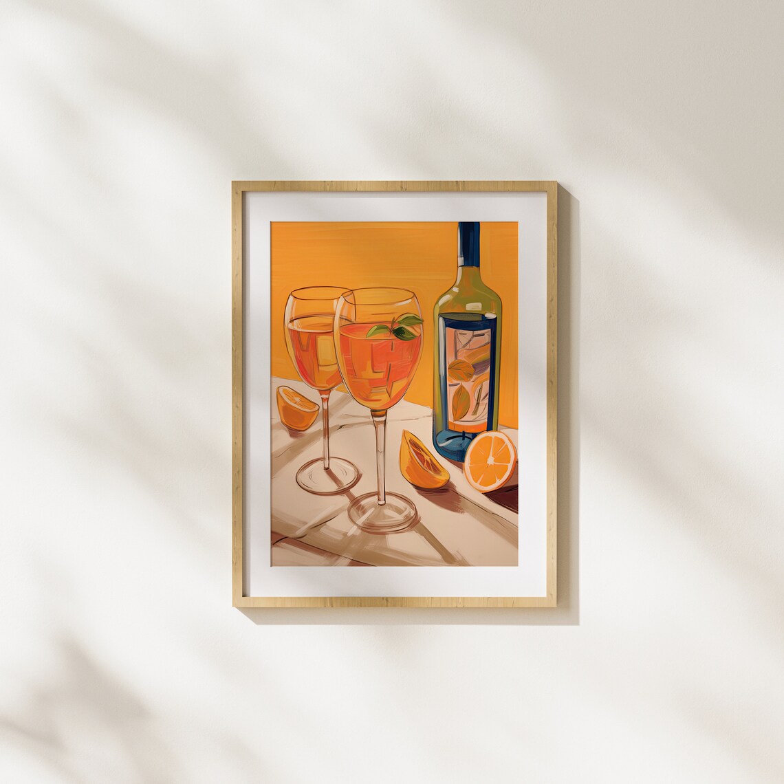 Aperol Spritz Orange Cocktail Italian Summer Bar Scene Art Poster