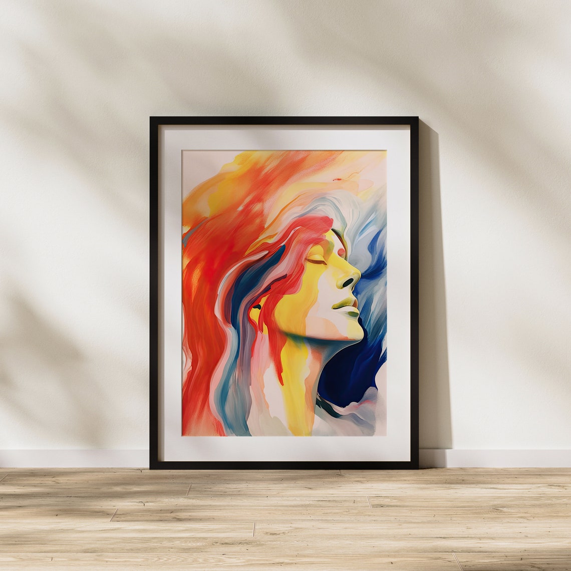 Abstract Woman Profile with Flowing Colorful Hair Art Poster - Image 2