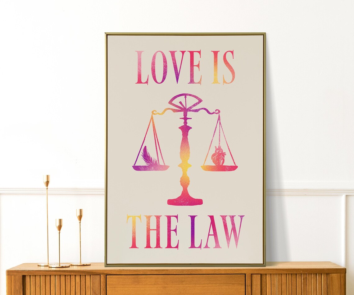 Love Is The Law Libra Scales Ombre Spiritual Quote Poster With Heart