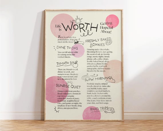 Things To Be Hopeful About Print Inspirational Quotes Trendy Apartment Decor Self Love Cute Affirmation Wall Art