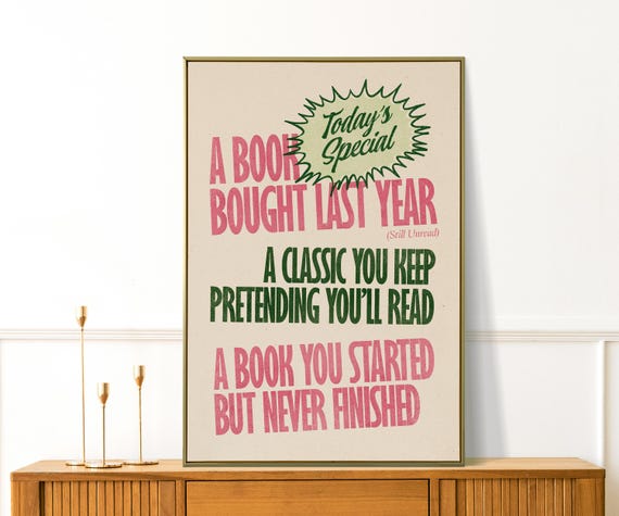 Todays Special Retro Book Wall Art Funny Lover Gift Cozy Nook Decor Vintageinspired Poster For Trendy Spaces