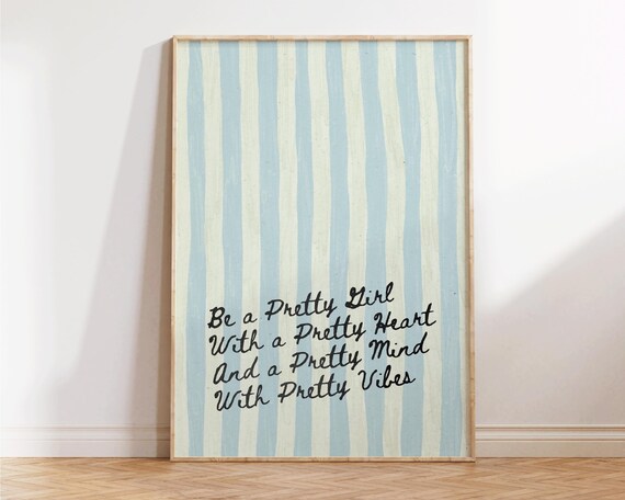Pretty Girl With A Heart Trendy Quotes Wall Art Inspirational Quote Motivational Poster Retro Apartment Decor Typography