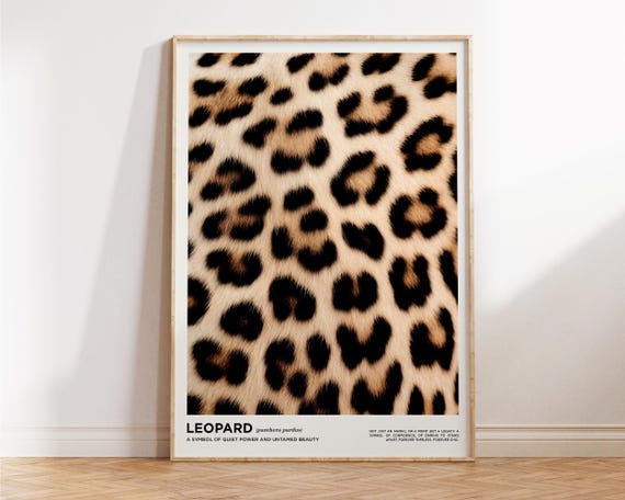 Leopard Print Cheetah Pattern Animal Wall Art Brown Retro Modern Preppy Decor For Bedroom Or Apartment Perfect Maximalist Gift