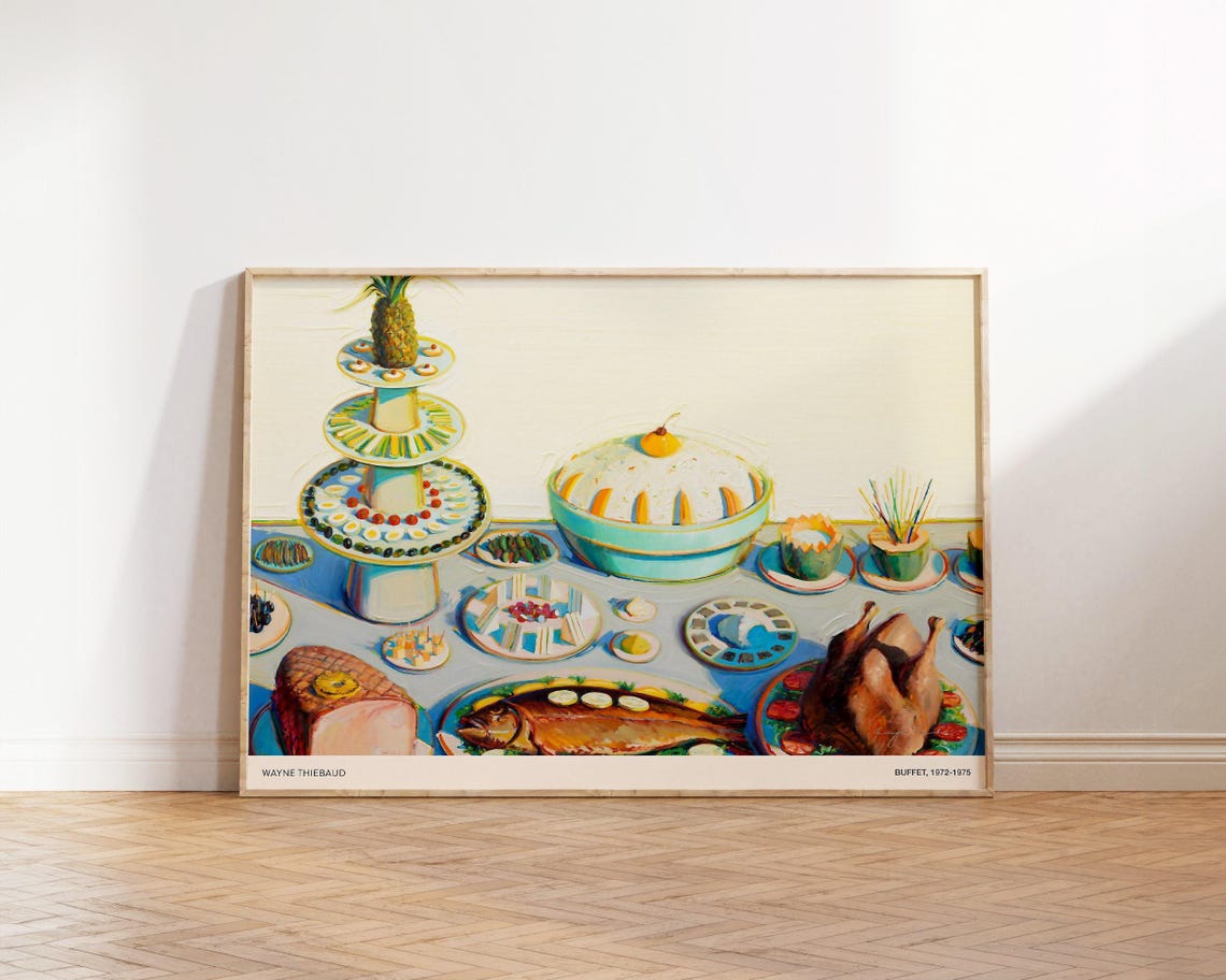 Wayne Thiebaud Buffet 1972-1975 Feast Table Food Painting Poster