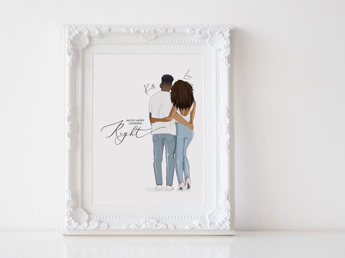 Personalized Couple Portrait Art Print, Anniversary Gift - Image 3