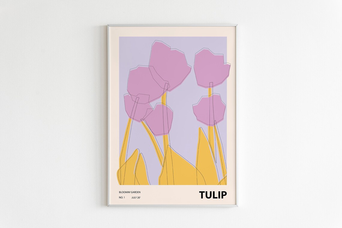Colorful Flower Illustration, Abstract Botanical Art Print