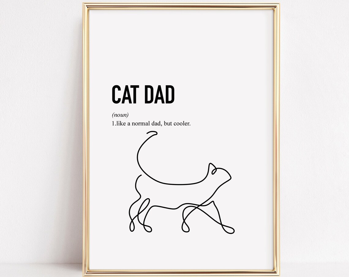 Cat Dad Line Art Poster, Father's Day Gift