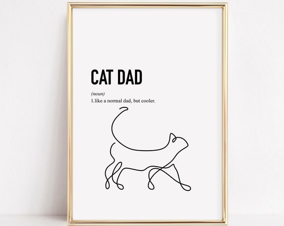 Cat Dad Line Art Poster, Father's Day Gift