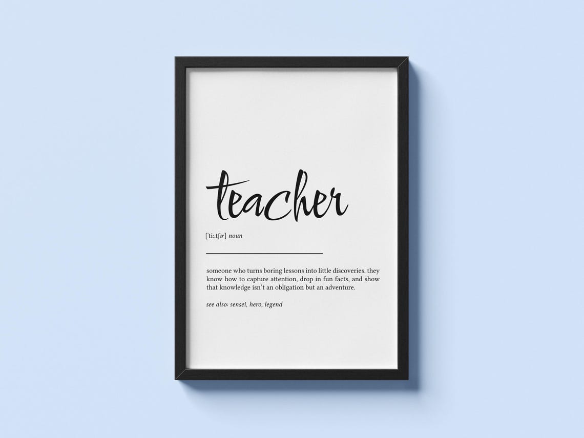 Teacher Definition Minimalist Typography Inspirational Poster