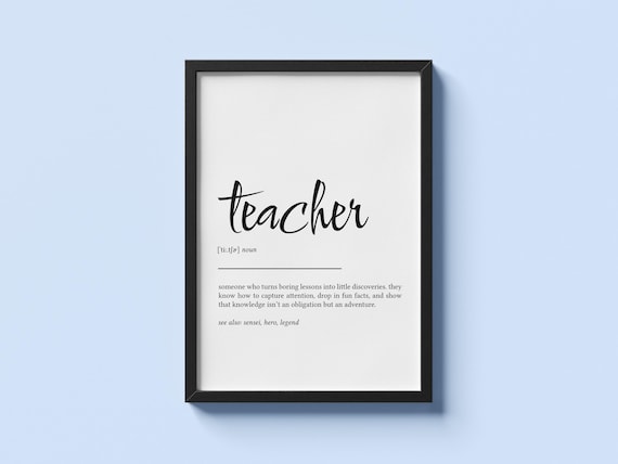 Teacher Definition Minimalist Typography Inspirational Poster