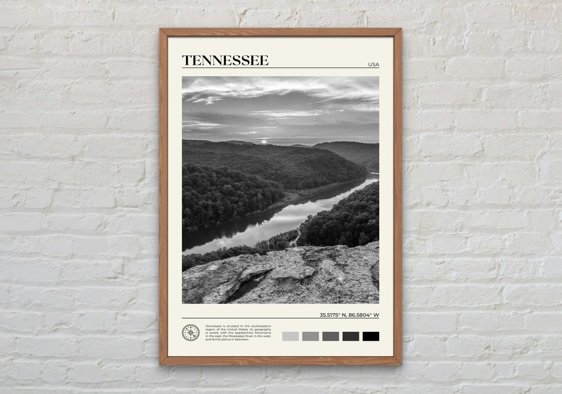 Black And White Tennessee Print Tennessee Wall Art Tennessee Poster Tennessee Photo Tennessee Poster Print Tennessee Wall Decor Usa