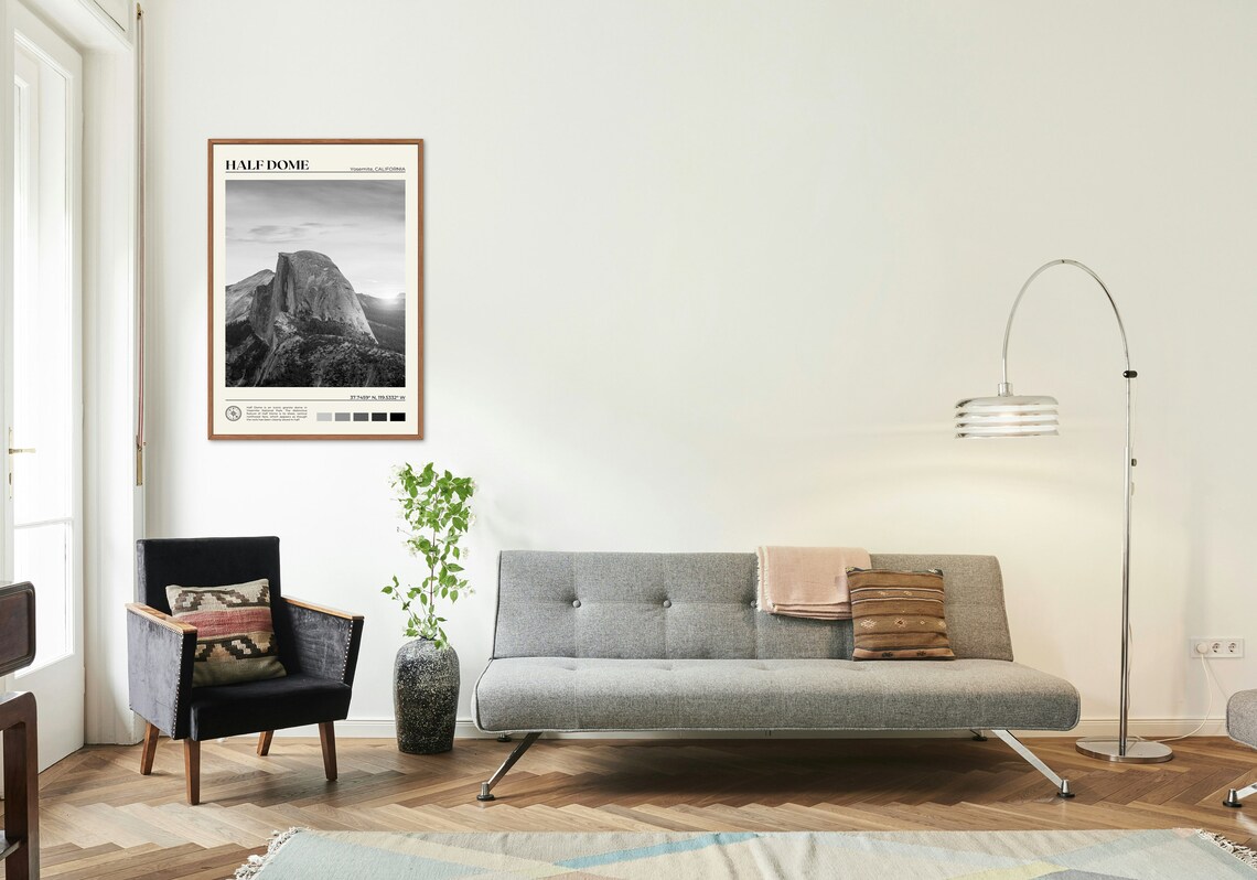 Half Dome Black And White Travel Wall Art Print, USA - Image 3