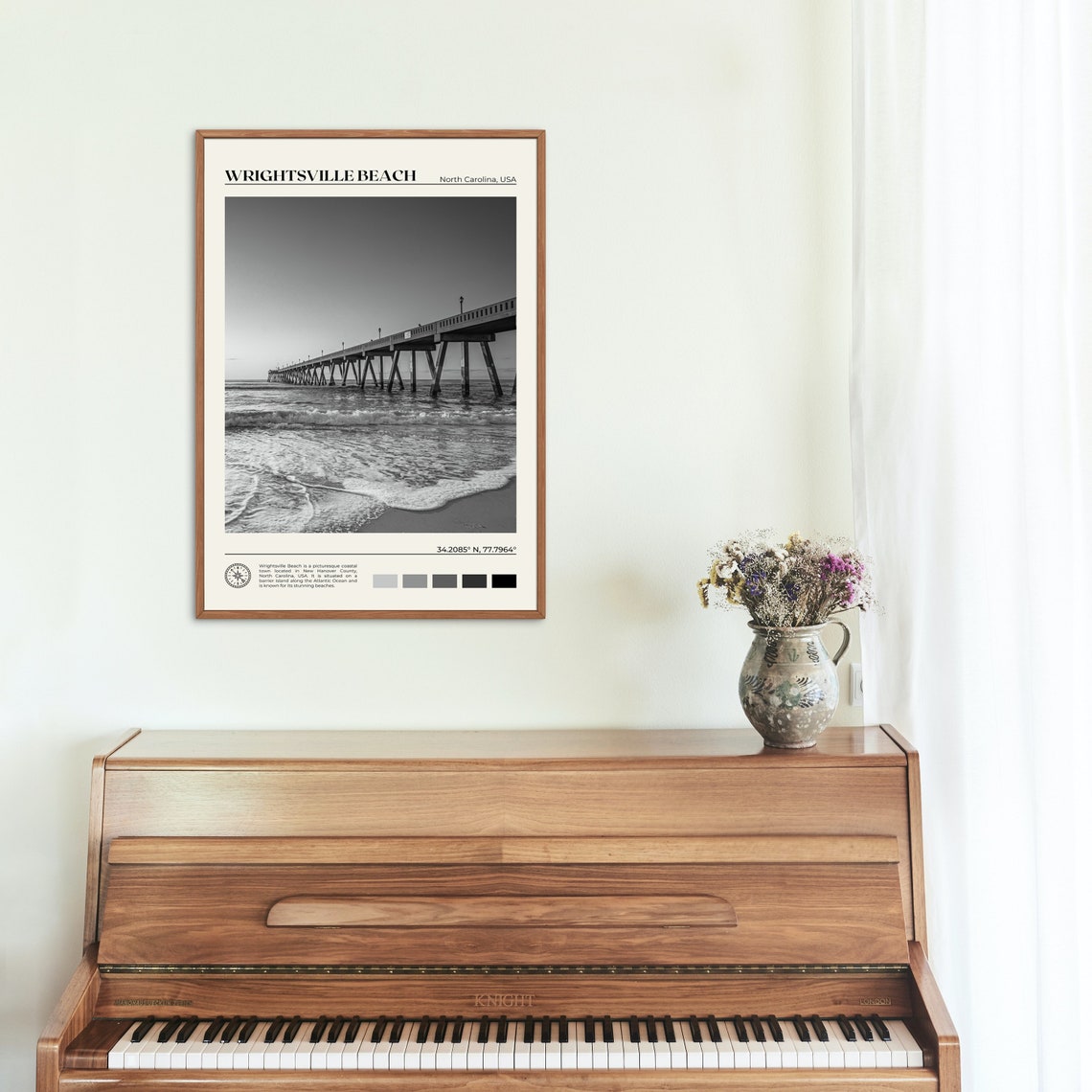 Black And White Wrightsville Beach Print Wrightsville Beach Art Wrightsville Beach Poster Wrightsville Beach Photo North Carolina - Image 2