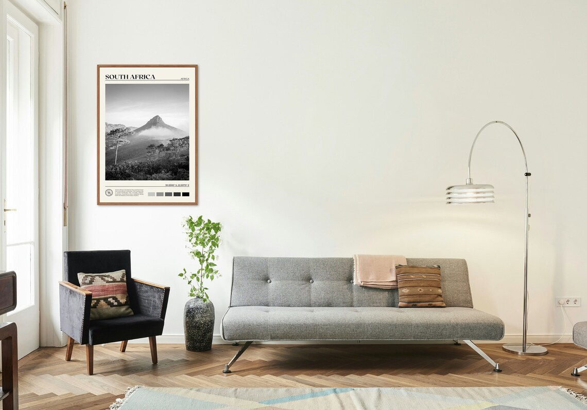 South Africa Black and White Art Print, Cape Town - Image 3