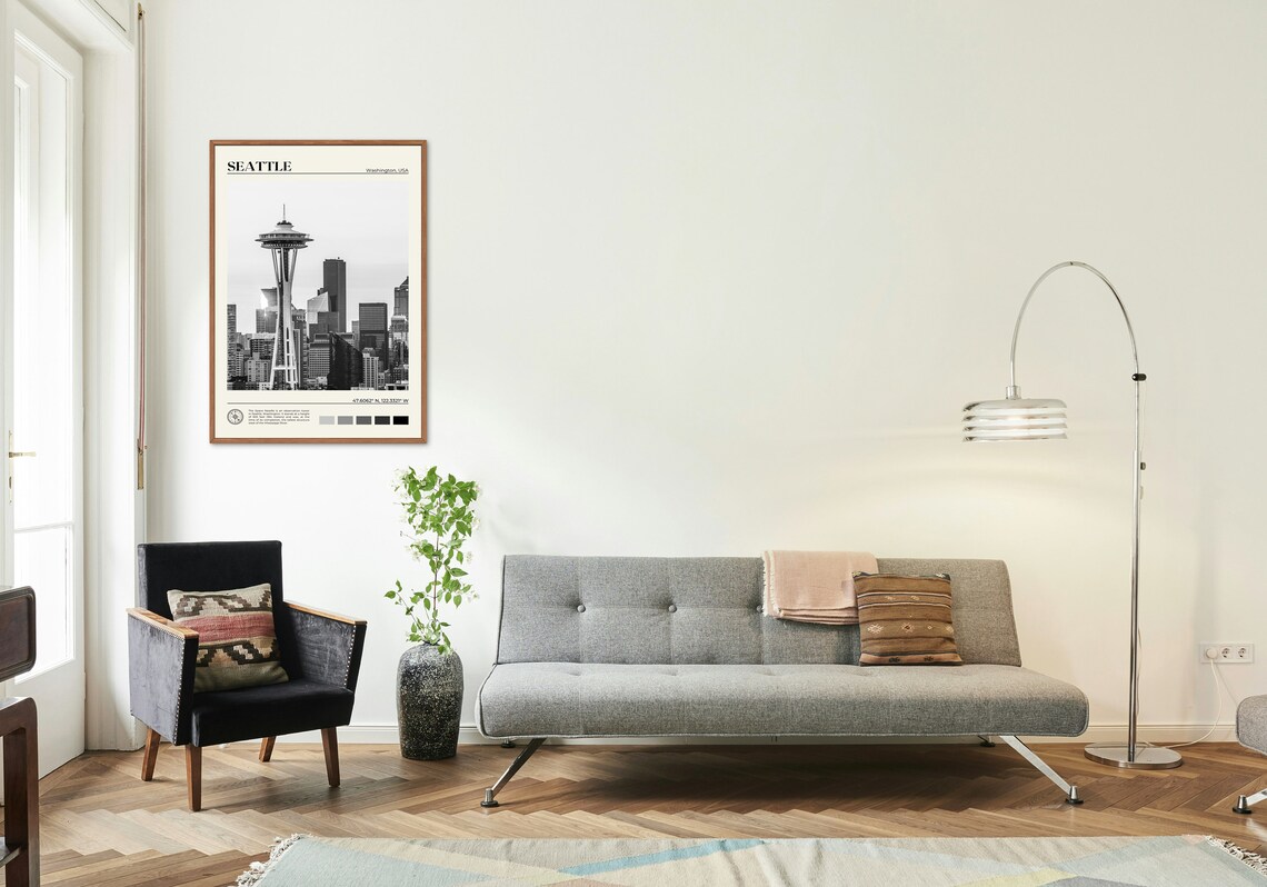 Seattle Black And White Photo Wall Art Print - Image 3
