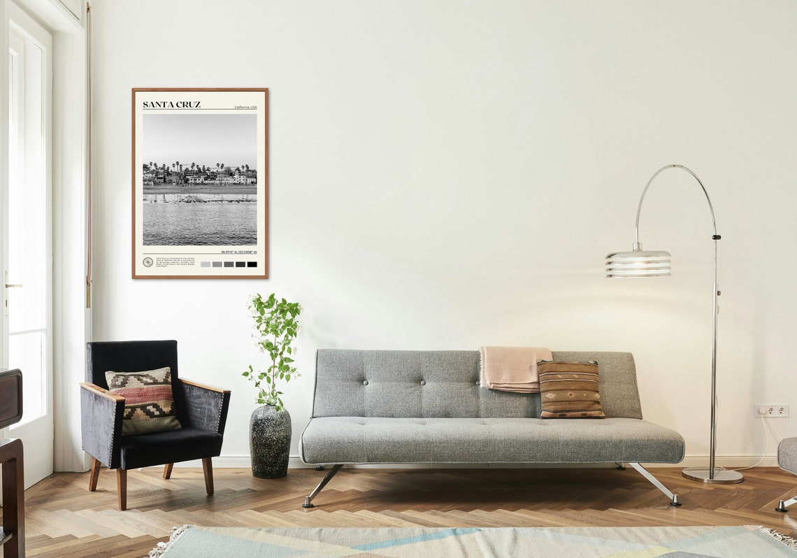 Black And White Santa Cruz Print Santa Cruz Wall Art Santa Cruz Poster Santa Cruz Photo Santa Cruz Poster Print California Usa - Image 3