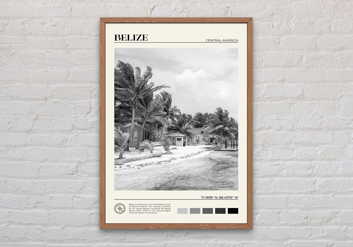 Belize Travel Poster, Central America Wall Art