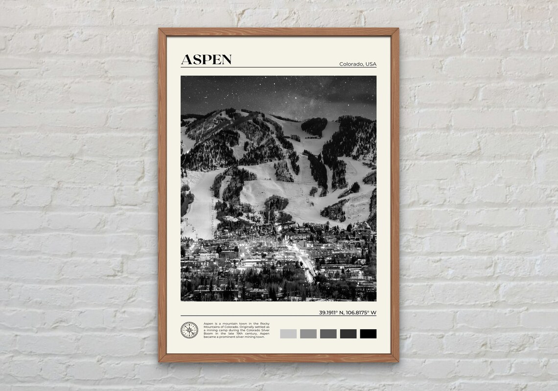 Black And White Aspen Print Aspen Wall Art Aspen Poster Aspen Photo Aspen Poster Print Aspen Wall Decor Colorado Poster Print Usa
