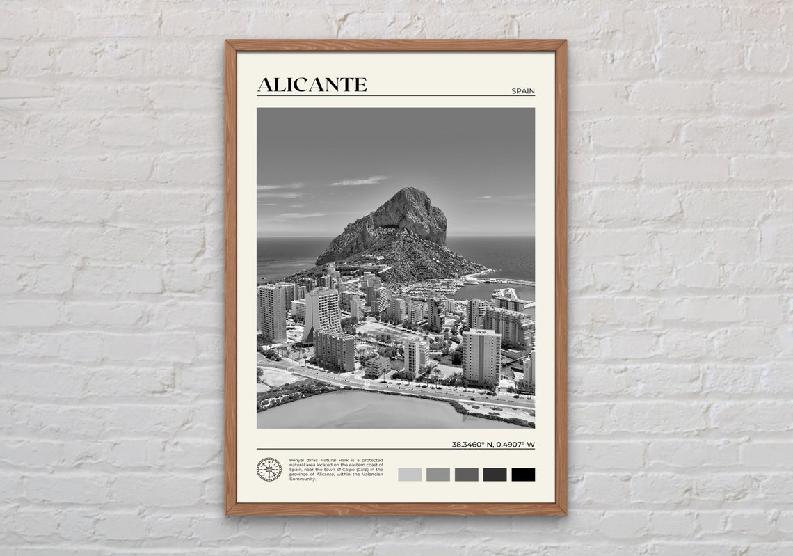 Black And White Alicante Print Alicante Wall Art Alicante Poster Alicante Photo Alicante Poster Print Alicante Decor Spain Poster