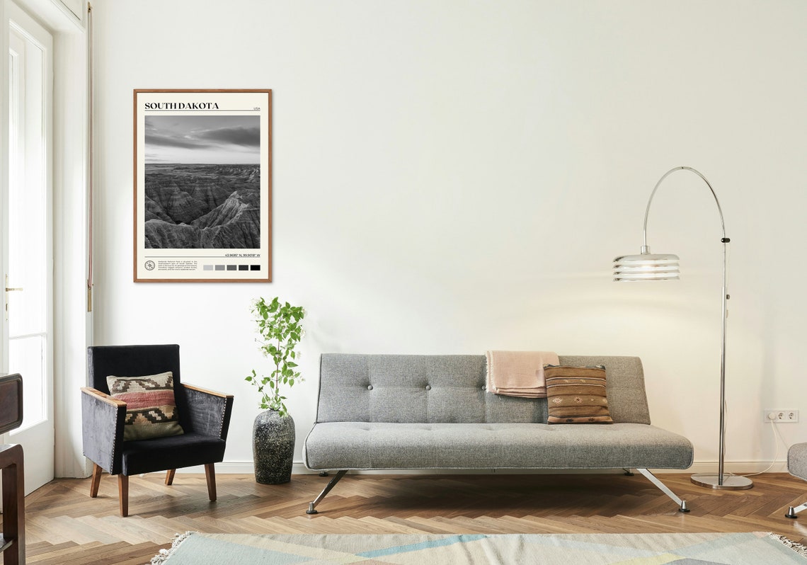 Black And White South Dakota Print South Dakota Wall Art South Dakota Poster South Dakota Photo South Dakota Wall Decor Usa Poster - Image 3