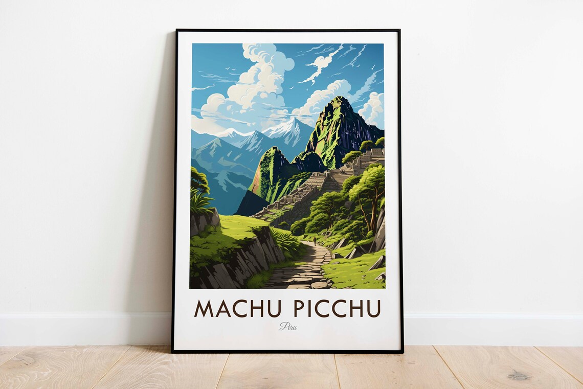 Machu Picchu Peru Vintage Travel Poster, Latin America