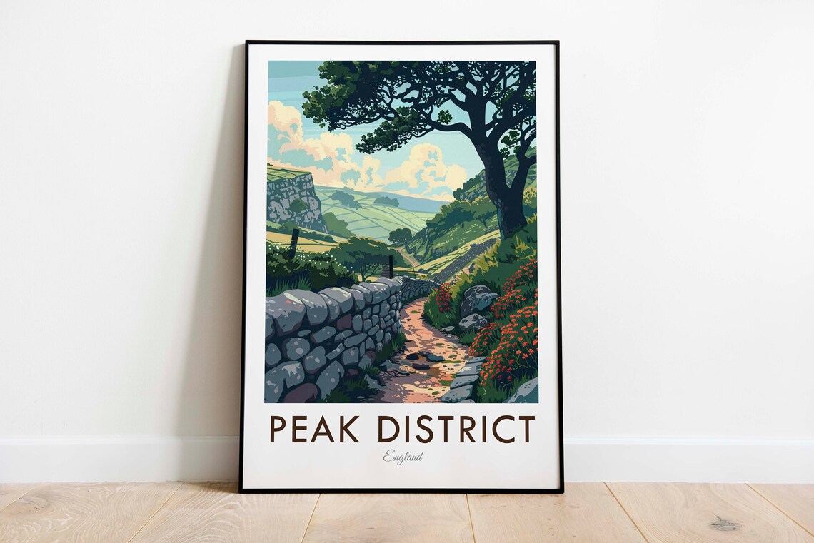 Peak District National Park Vintage Style Travel Poster